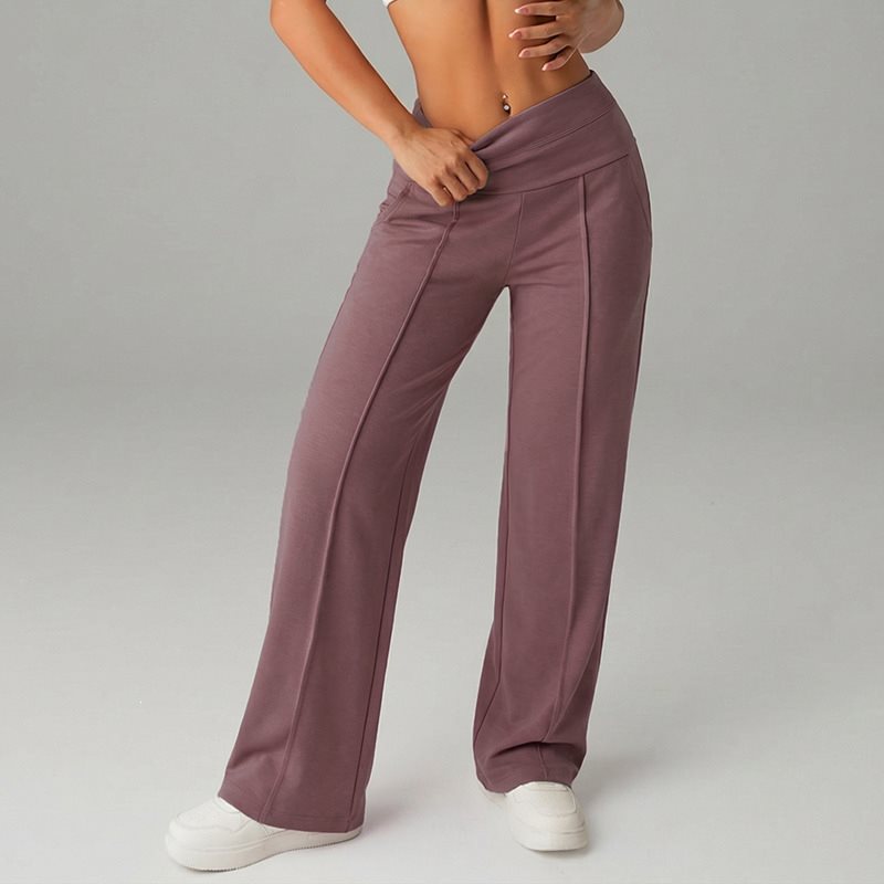 Damen High‑Waist Palazzo‑Sweatpants mit Bügelfalte und Komfortbund Drune