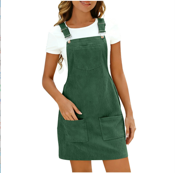 Damen Latzkleid aus hochwertigem Cordmaterial mit praktischen Taschen Drune