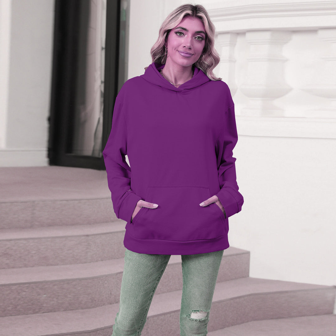 Damen nan weicher Oversize-Kapuzenpullover mit asymmetrischem Saum Kängurutasche und überschnittener Schulter Drune