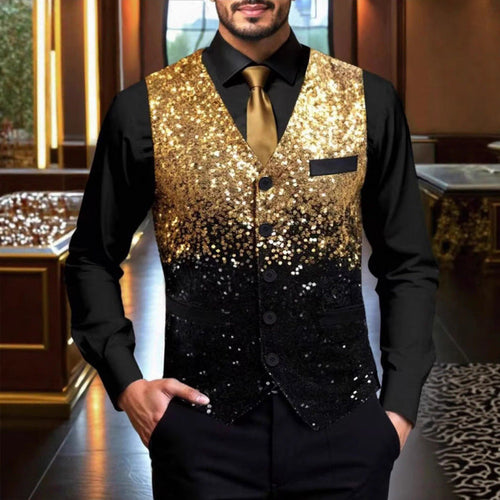 Herren Glitzernde Festtagsweste mit schimmerndem Paillettenmuster Drune