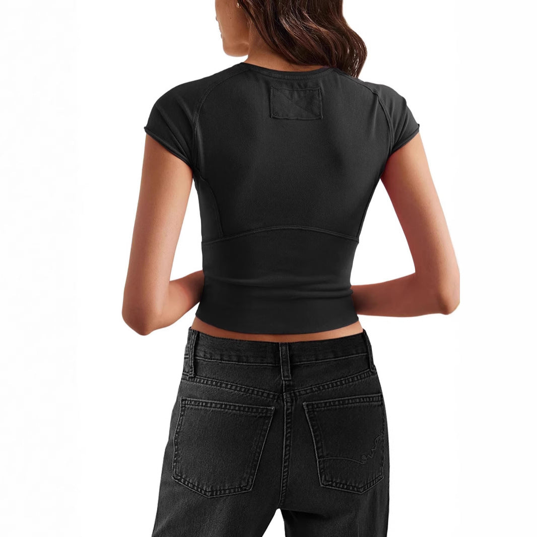 Damen Crop-Top mit figurbetonendem Schnitt und sportlichem Design Drune