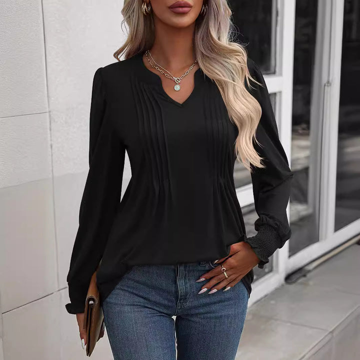 Damen Langarmshirt mit eleganter Rüsche Drune