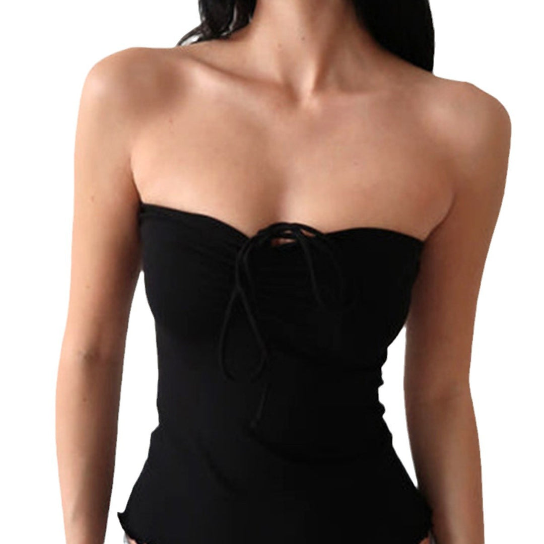 Damen Bandeau-Top mit zarten Rüschendetails und verstellbaren Trägern Drune