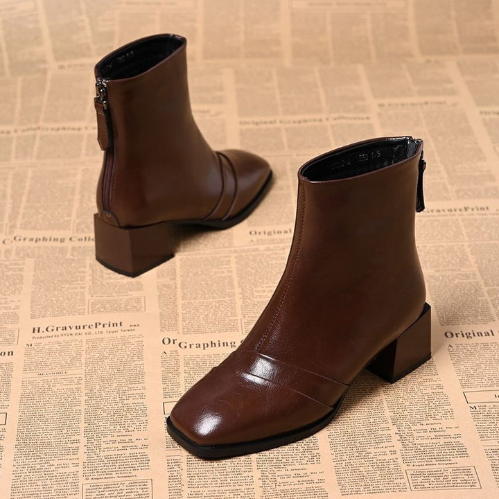 Damen Elegante Stiefeletten mit Blockabsatz Drune