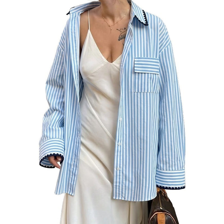 Damen Lässige Bluse mit Streifen Drune