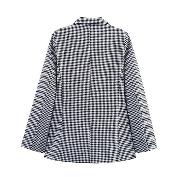 Damen nan taillierter Longblazer im Doppelreiher mit Reverskragen und Pattentaschen Drune