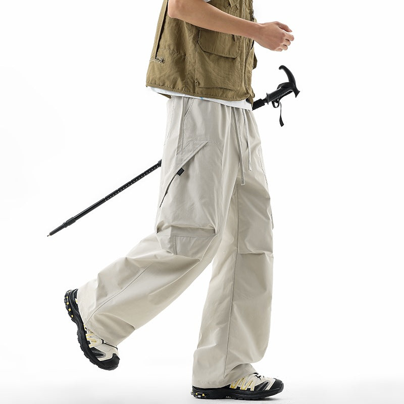 Herren Weite technische Cargo-Freizeithose mit Tunnelzug, Multifunktionstaschen & Outdoor‑Performance Drune