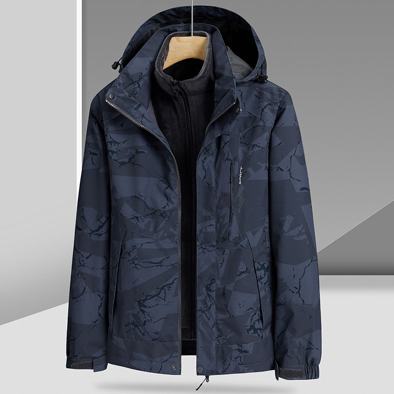 Herren Wasserabweisende Outdoor-Jacke mit integrierter Fleece-Innenjacke Drune