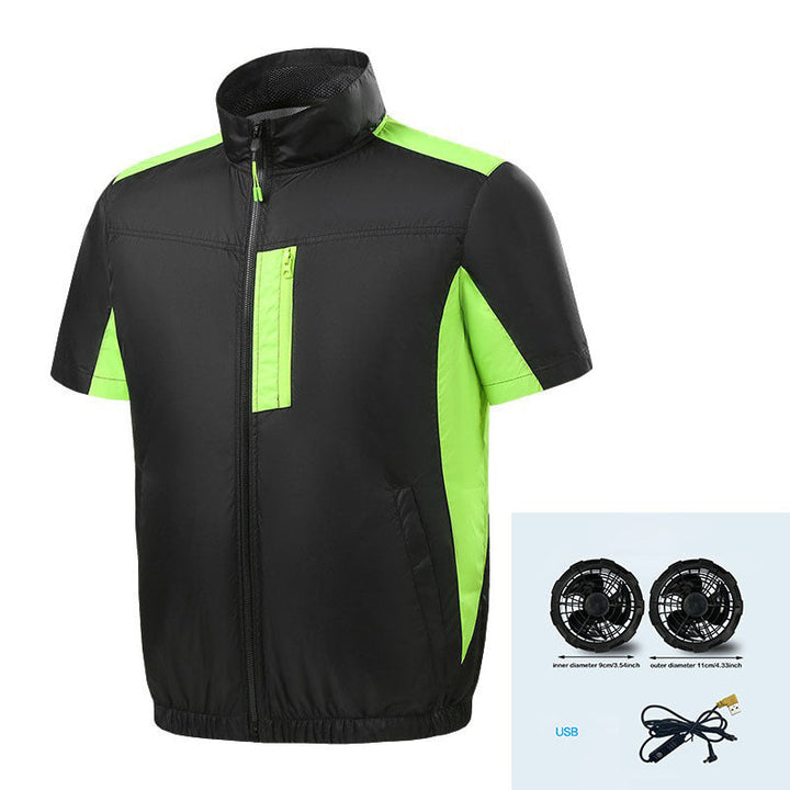 Herren nan Kurzarm-Lüftungsjacke mit integrierten USB-Ventilatoren und atmungsaktivem Meshfutter Drune