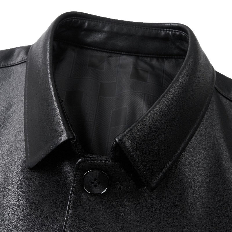 Herren Kunstlederjacke mit modernem Schnitt und eleganter Knopfleiste Drune