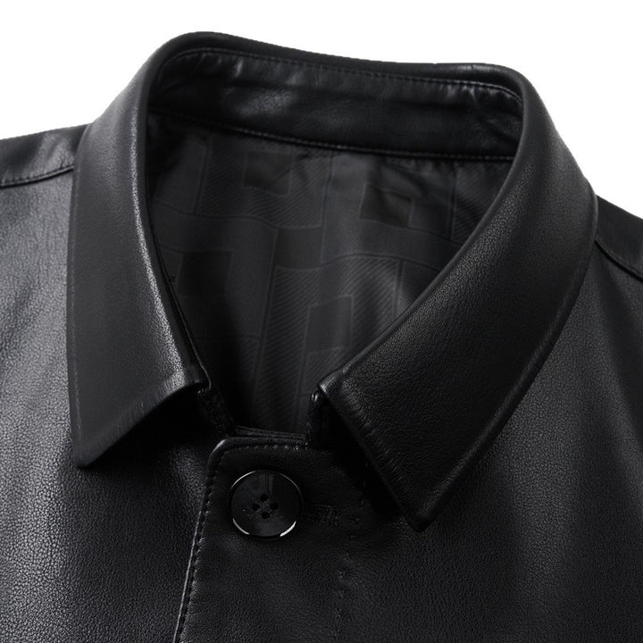 Herren Kunstlederjacke mit modernem Schnitt und eleganter Knopfleiste Drune