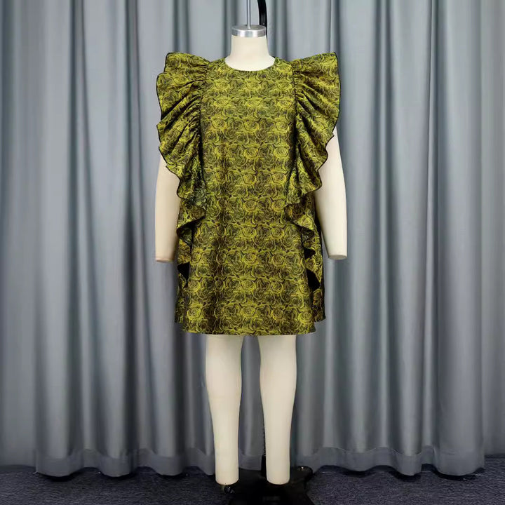 Damen glamouröses Kleid mit voluminösen Rüschen Drune