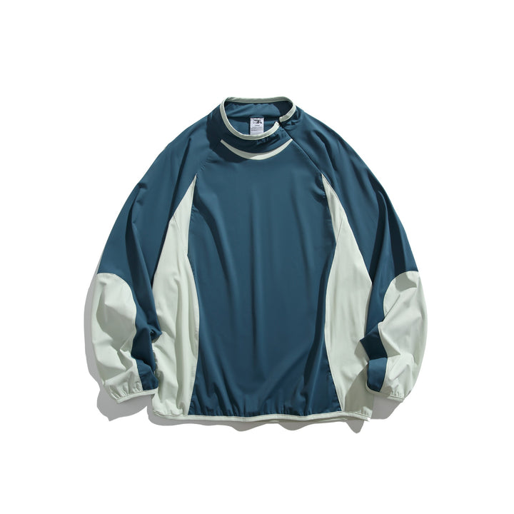 Unisex Oversize Windbreaker-Pullover mit Stehkragen und Kontrastpaneelen Drune
