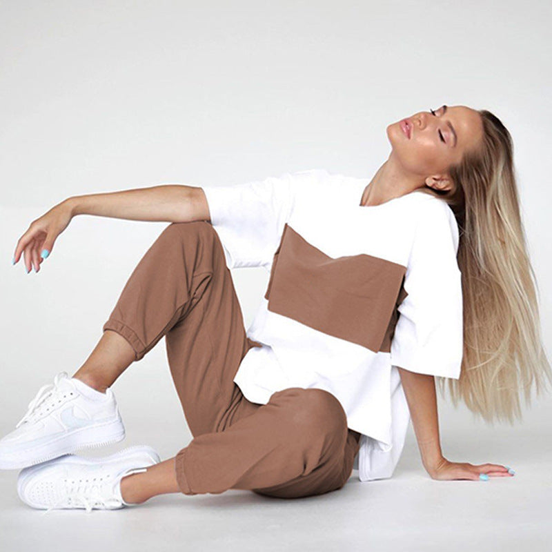 Damen lässiges Sportanzug-Set mit oversized Oberteil und bequemen Jogginghosen Drune