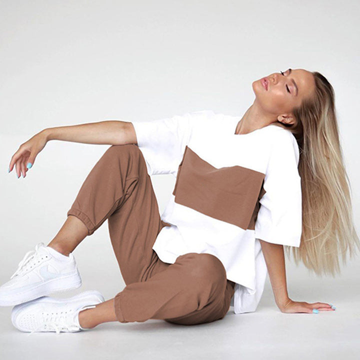 Damen lässiges Sportanzug-Set mit oversized Oberteil und bequemen Jogginghosen Drune