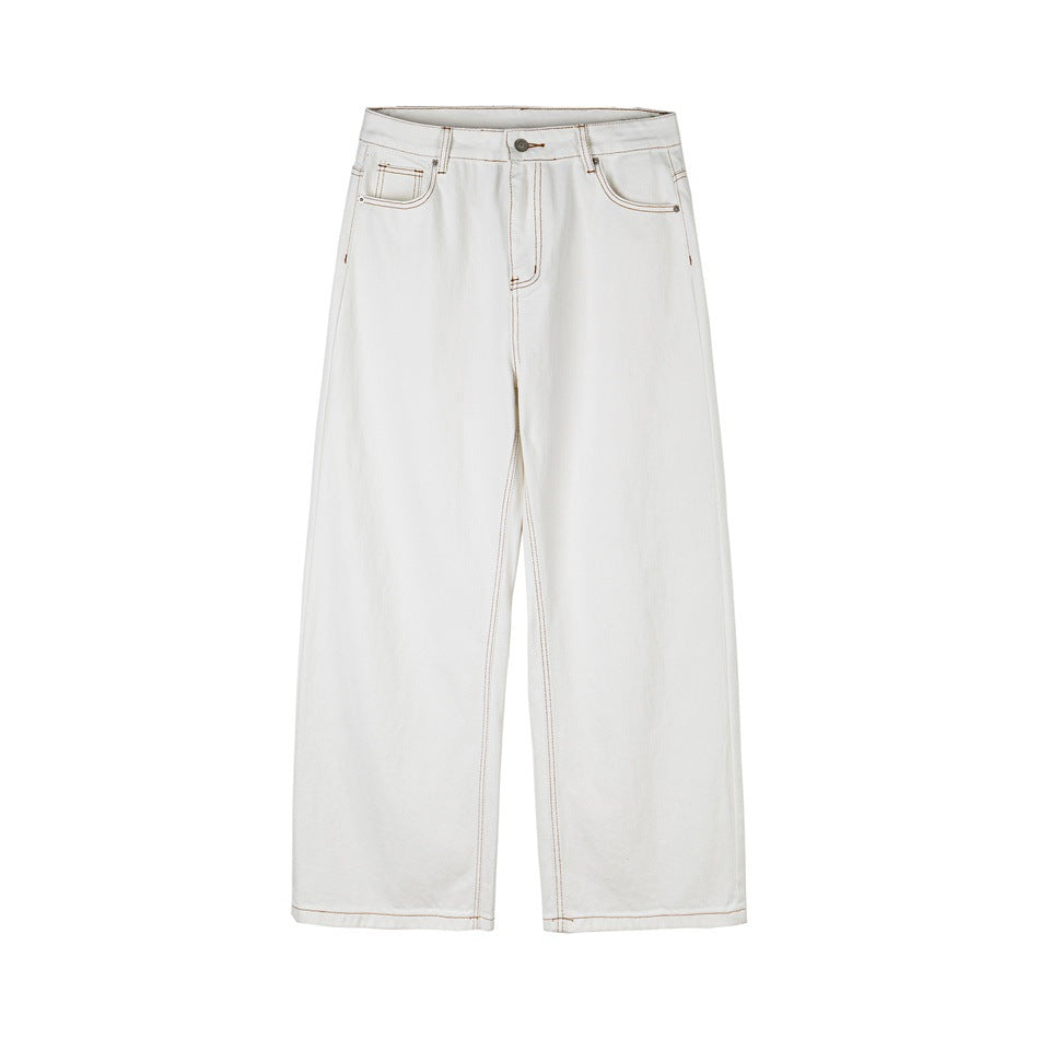 Damen Weite Cropped-Jeans mit hoher Leibhöhe und Kontrastnähten Drune