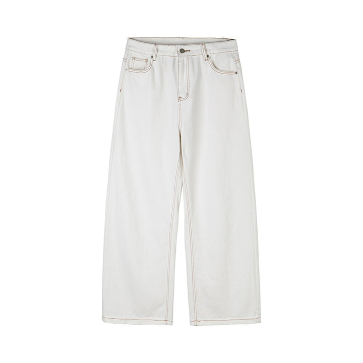 Damen Weite Cropped-Jeans mit hoher Leibhöhe und Kontrastnähten Drune