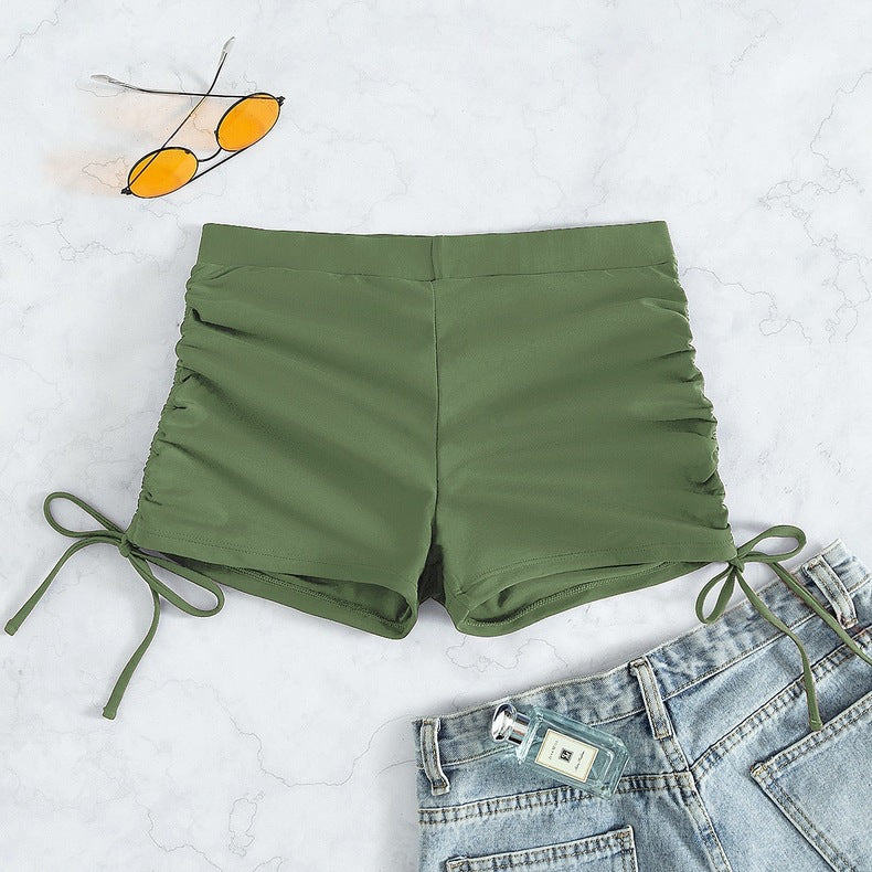 Damen Hochtaillierte Raffung Badehose Drune