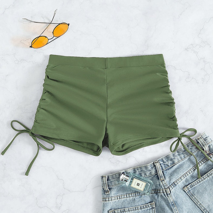Damen Hochtaillierte Raffung Badehose Drune