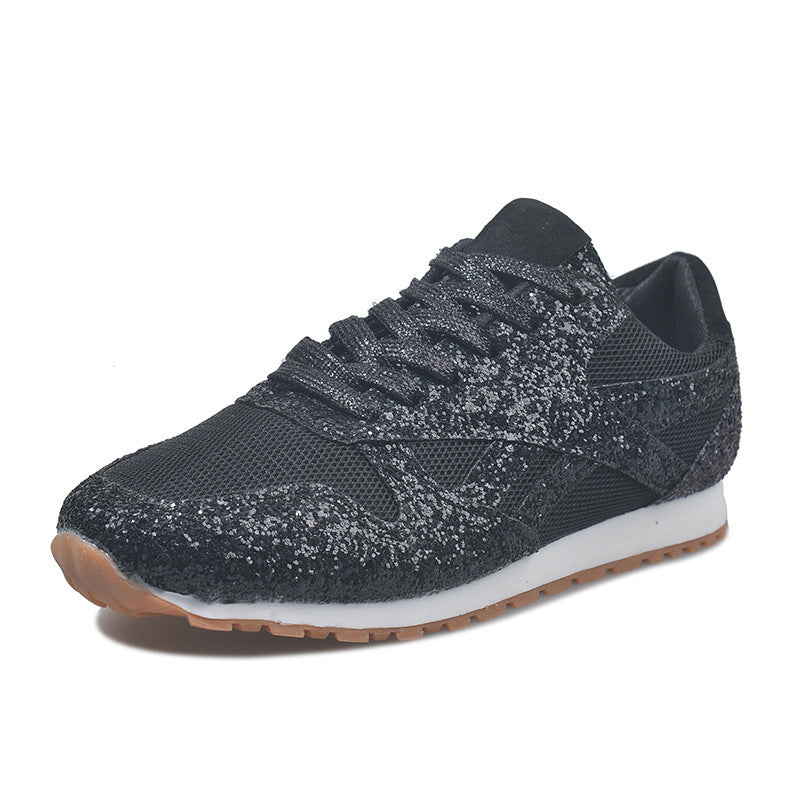 Damen Glitzer-Sneaker mit Mesh-Einsätzen und profilierter Gummisohle Drune