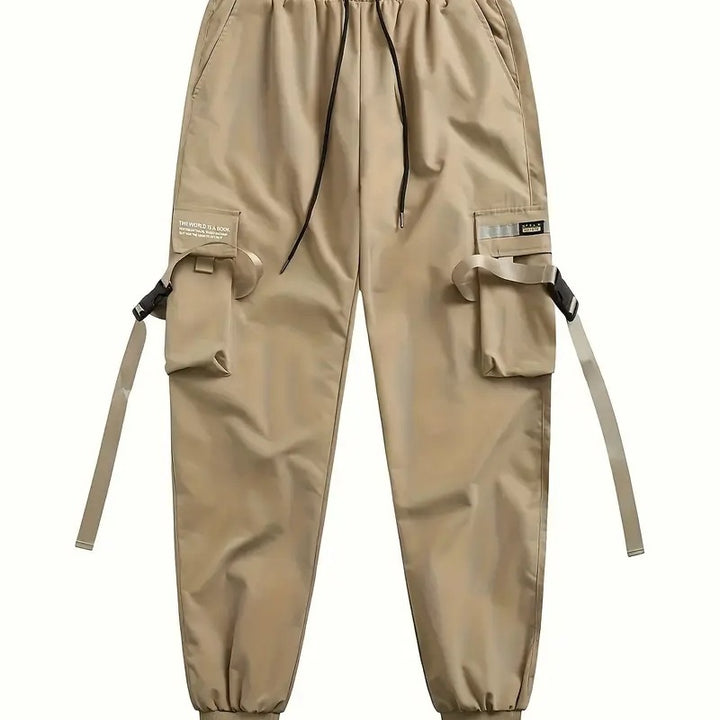 Herren Technische Cargo-Jogginghose mit Mehrfachtaschen, Gurtriemen & elastischem Bündchen Drune