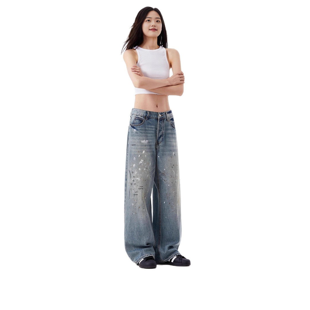 Damen Weitgeschnittene Jeans mit einzigartigen Zerstörungsdetails Drune