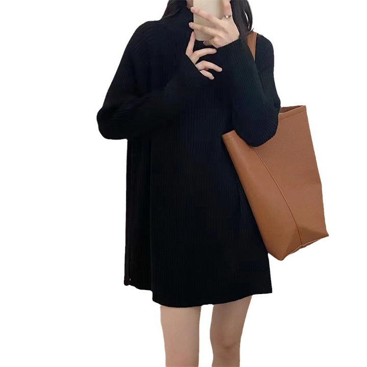 Damen Grobstrickpullover mit hohem Kragen und strukturiertem Rippdesign Drune