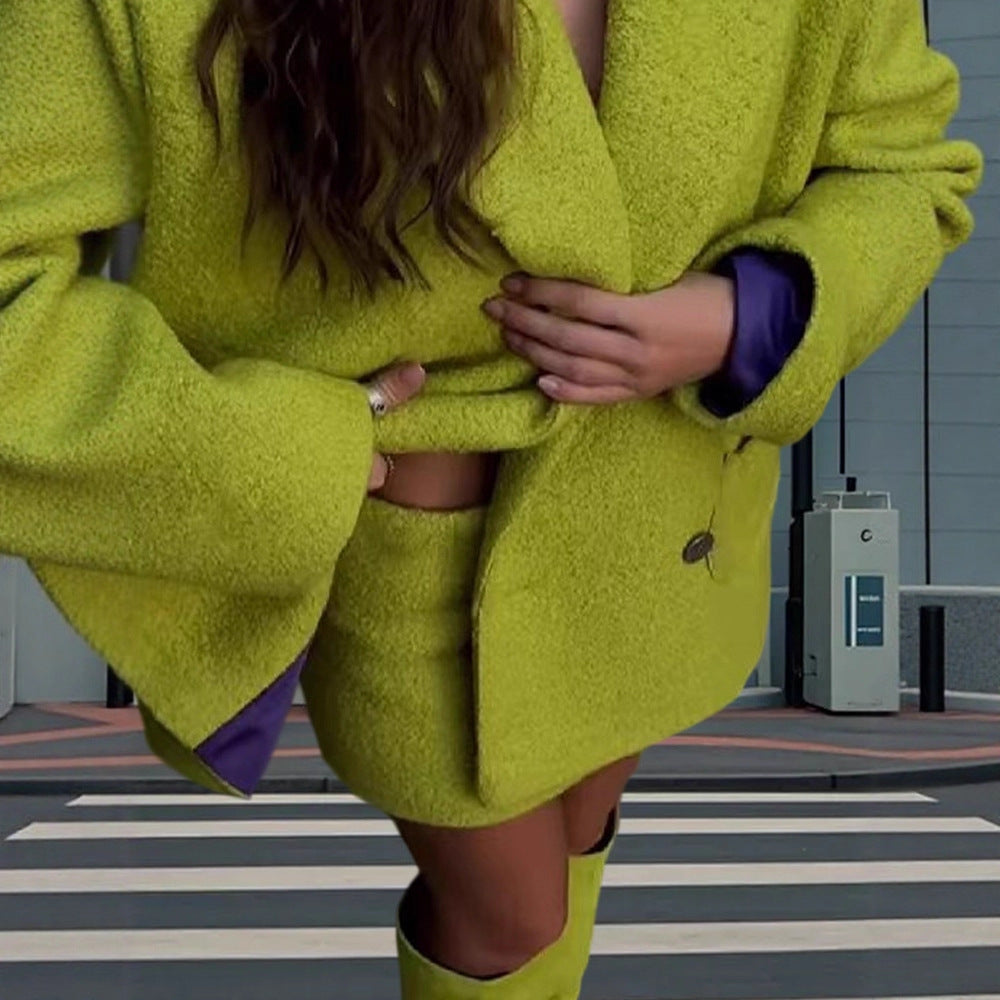 Damen Trendiger Überwurf-Blazer aus Wollmischung mit Herz-Detail Drune