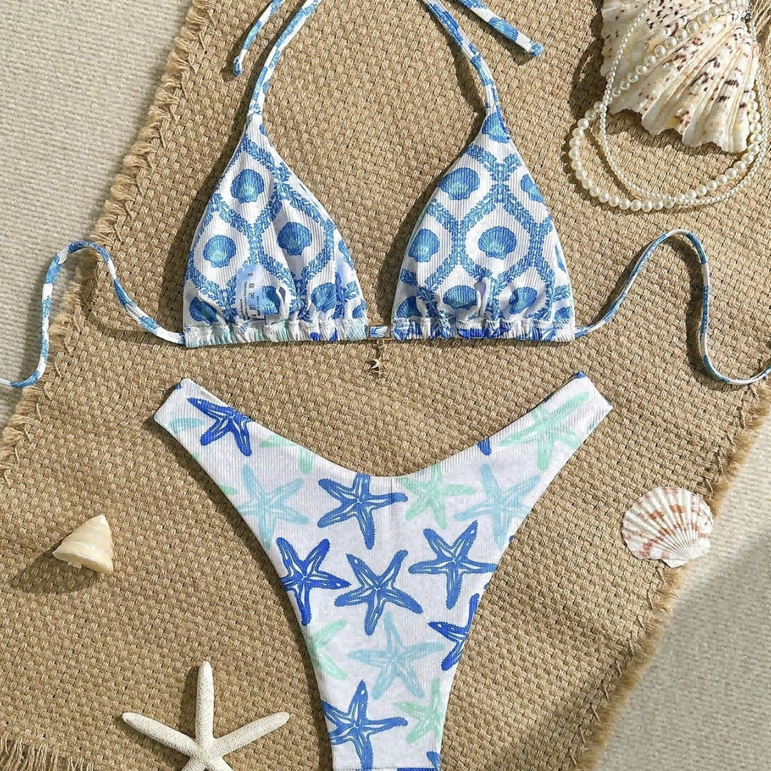 Damen Triangel-Bikini mit maritimen Sternenmotiv Drune