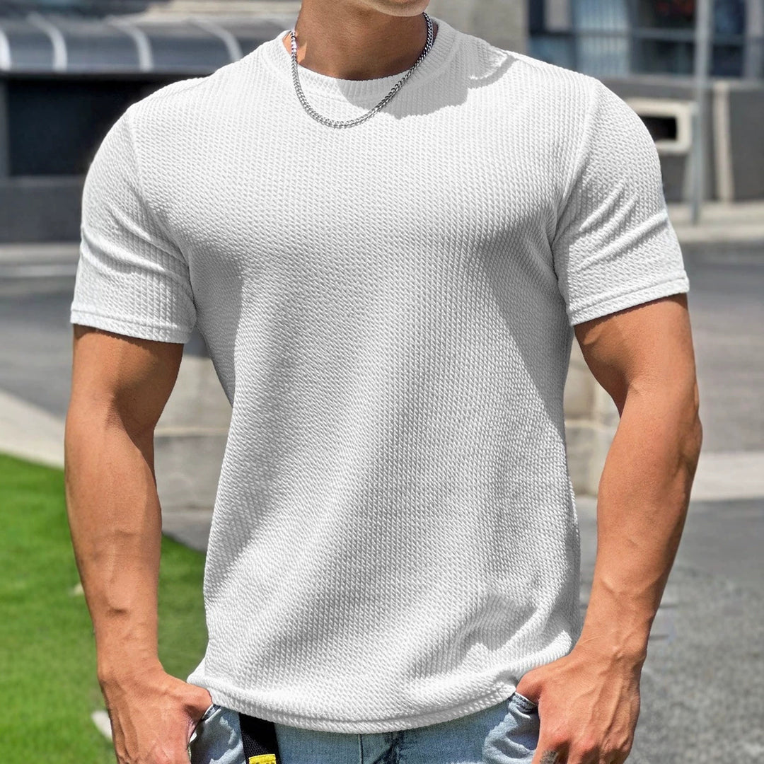 Herren strukturiertes T-Shirt in schlanker Passform mit Rundhalsausschnitt Drune