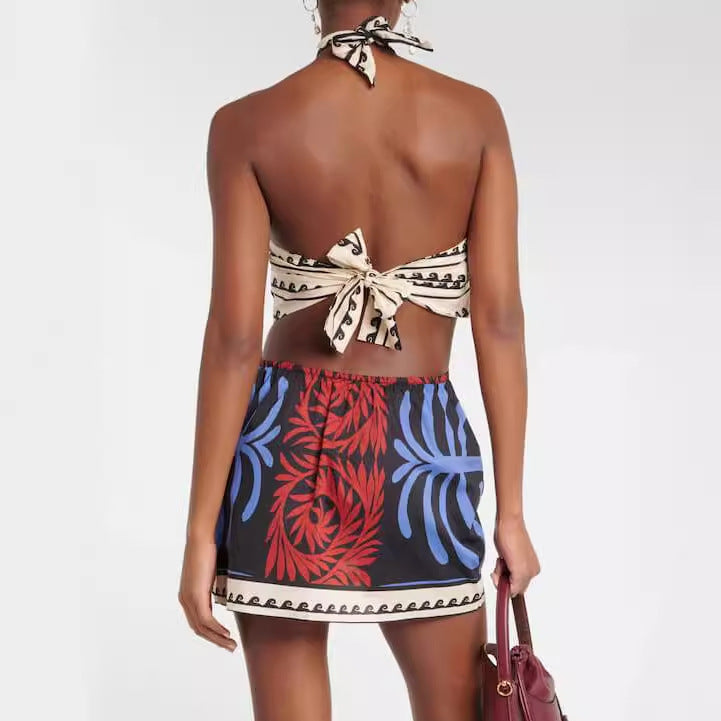 Damen Cut-Out Maxikleid mit asymmetrischem Design und floralen Mustern Drune