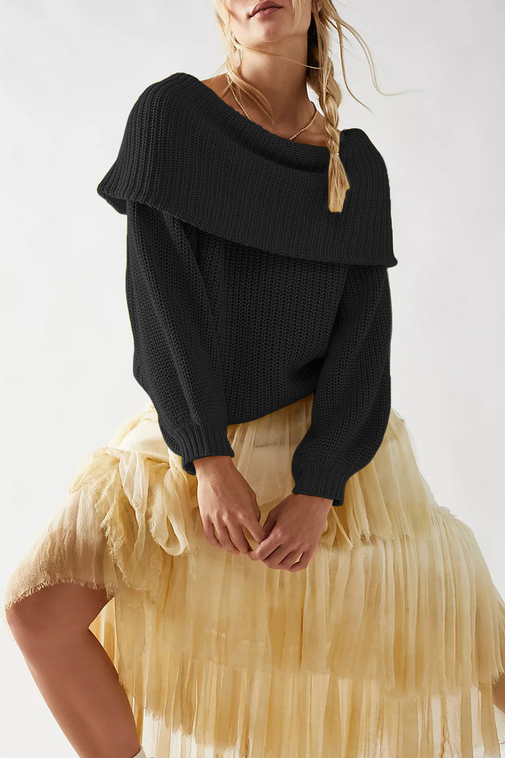Damen Oversized Strickpullover mit schulterfreiem Design Drune