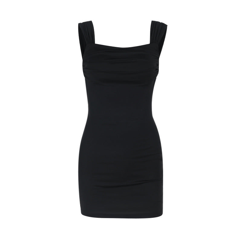 Damen Figurbetontes Minikleid mit elegantem Rüschendesign und Spaghetti-Trägern Drune