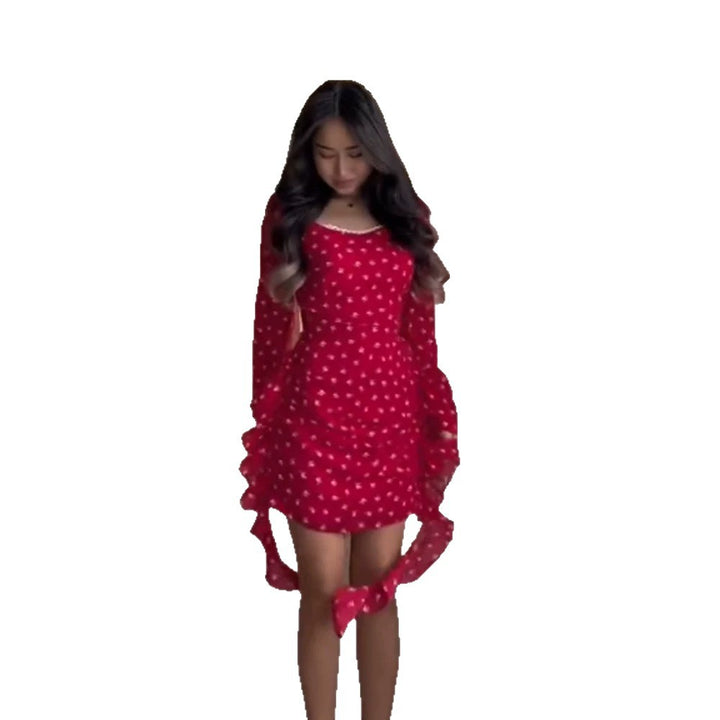 Damen Enges gerafftes Minikleid mit quadratischem Ausschnitt, Puffärmeln und seitlichen Volantbändern Drune