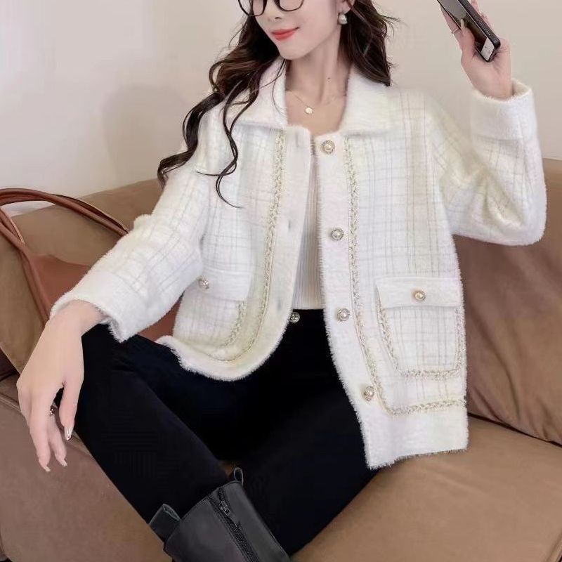 Damen elegante Jacke mit zeitlosem Hahnentrittmuster Drune
