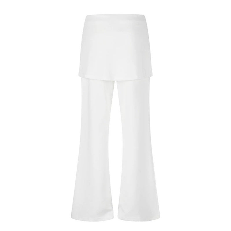 Damen Loungewear-Hose mit integriertem Minirock, weitem Bein und Stern-Strassapplikation Drune