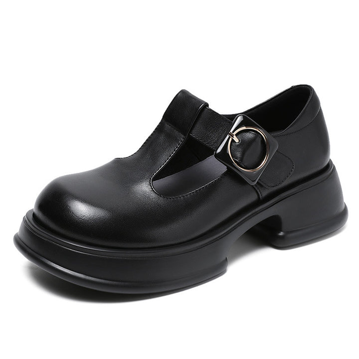 Damen Stylische Blockabsatz Mary Jane Schuhe Drune