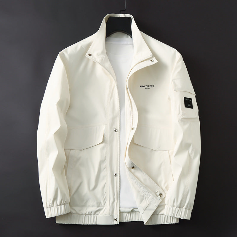 Herren Funktionale Fieldjacke mit Stehkragen, Armtasche und Pattentaschen Drune