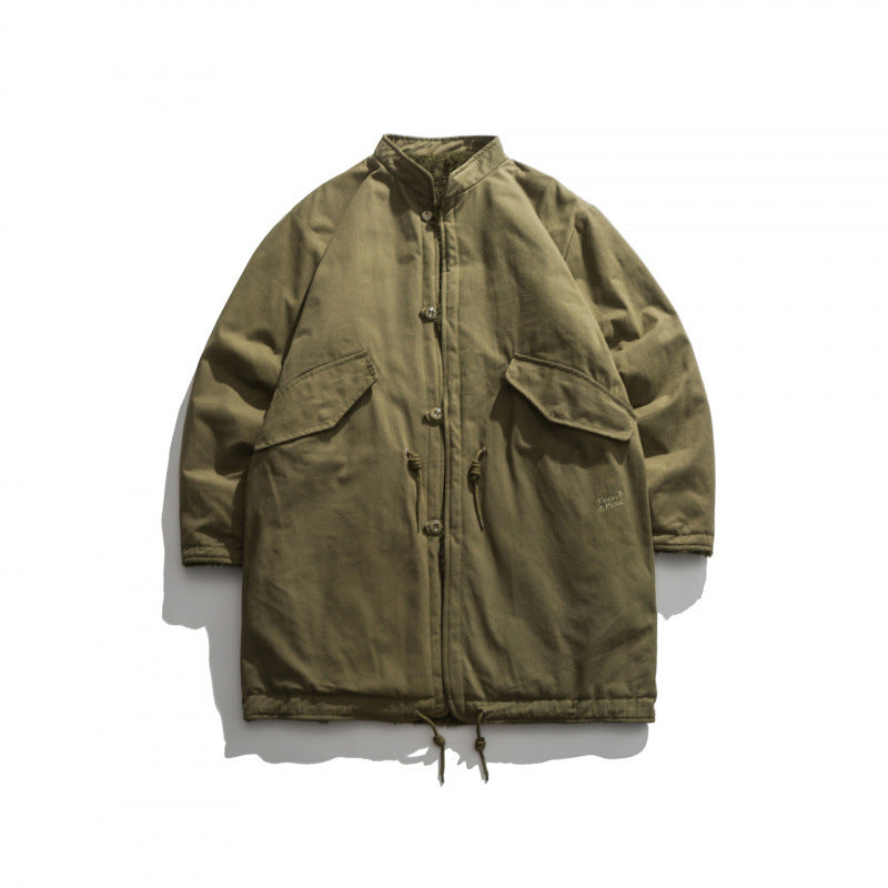 Herren Isolierende Parkajacke im Oversize‑Cut mit Sherpa‑Futter und Tunnelzugsaum Drune