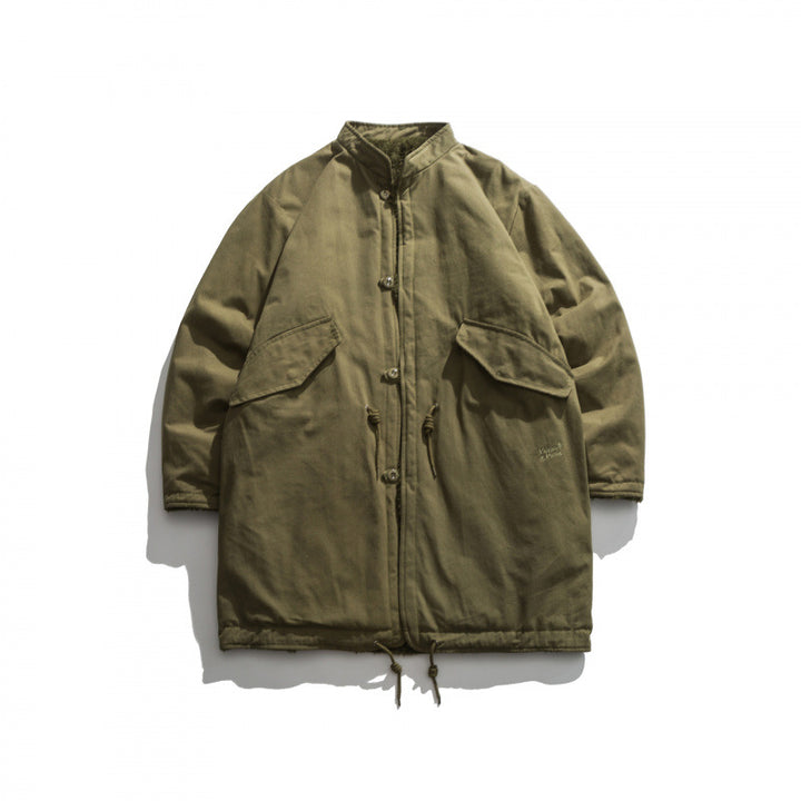 Herren Isolierende Parkajacke im Oversize‑Cut mit Sherpa‑Futter und Tunnelzugsaum Drune