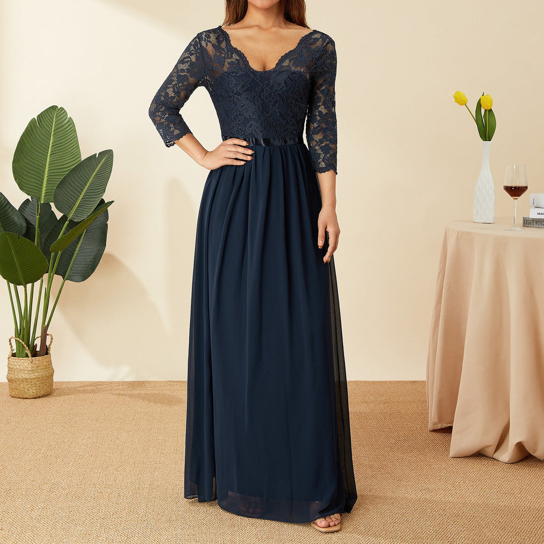 Damen elegantes Spitzenkleid Drune