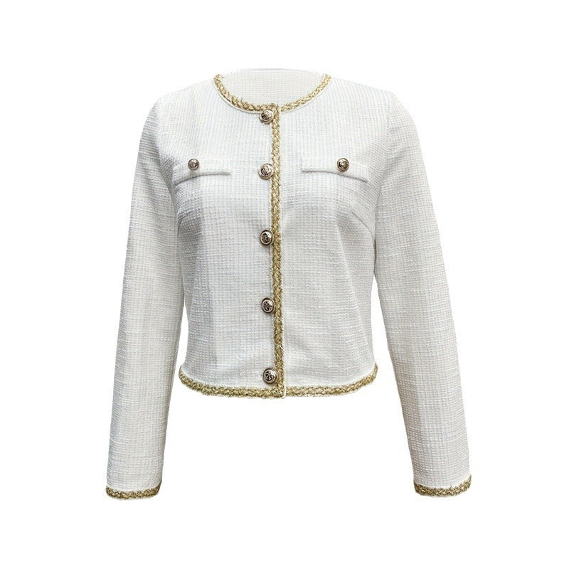 Damen elegante Kurzjacke mit klassischen Knopfdetails Drune