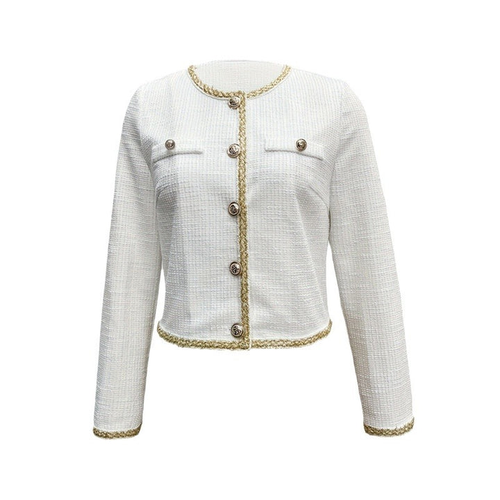 Damen elegante Kurzjacke mit klassischen Knopfdetails Drune