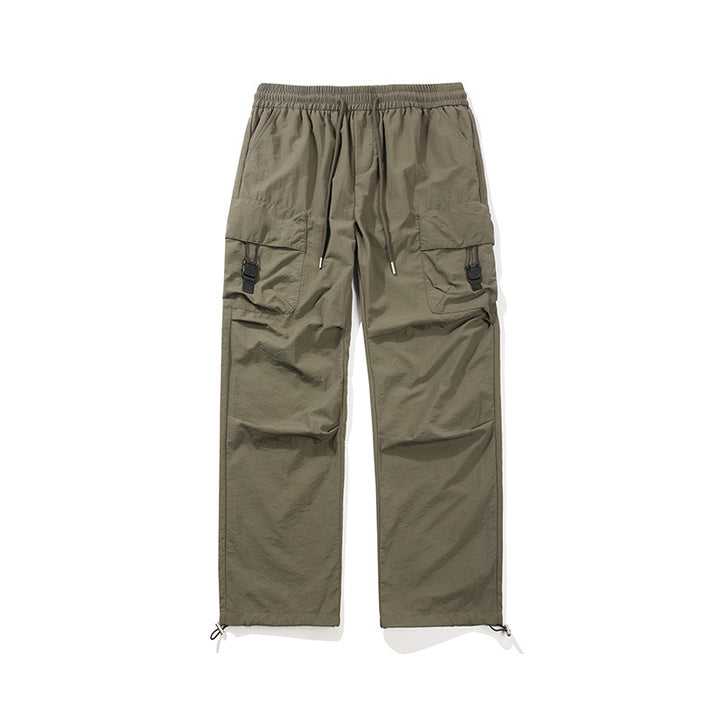 Herren Leichte Ripstop‑Trekking‑Cargohose mit Elastikbund, Kordelzug und Schnallen‑Cargotaschen Drune