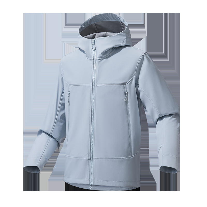 Herren Softshell‑Kapuzenjacke mit Stretch, wind- und wasserabweisender Membran und Zwei‑Wege‑Reißverschluss Drune