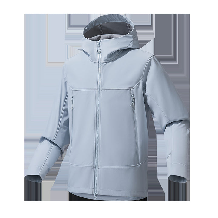 Herren Softshell‑Kapuzenjacke mit Stretch, wind- und wasserabweisender Membran und Zwei‑Wege‑Reißverschluss Drune