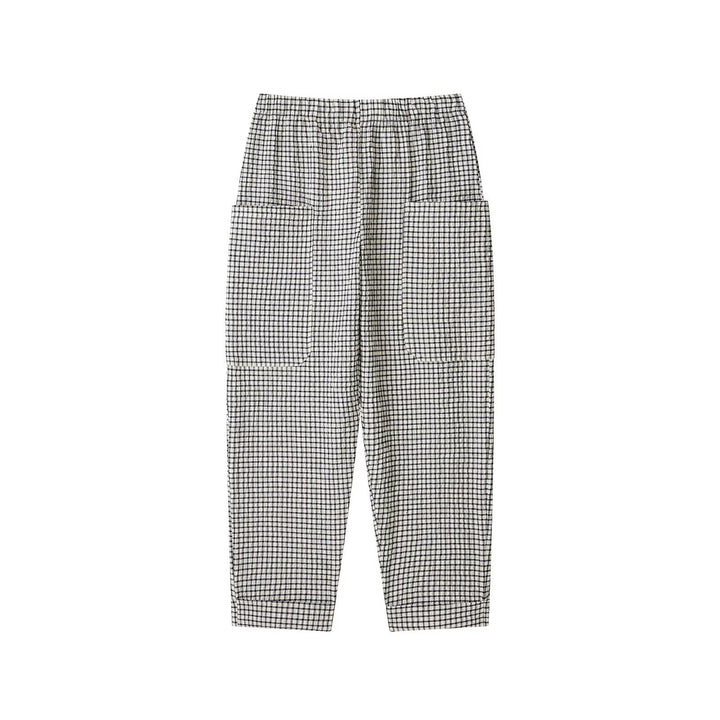 Damen Karierte Relaxed-Fit Stoffhose mit elastischem Bund und aufgesetzten Taschen Drune