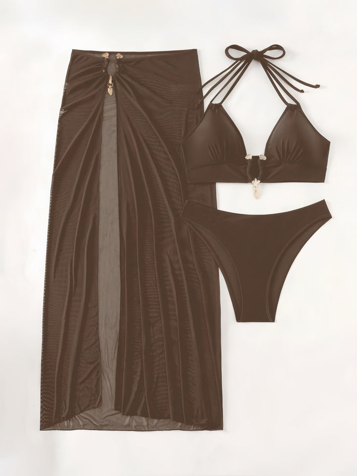 Damen Bikiniset mit transparentem Maxirock Drune