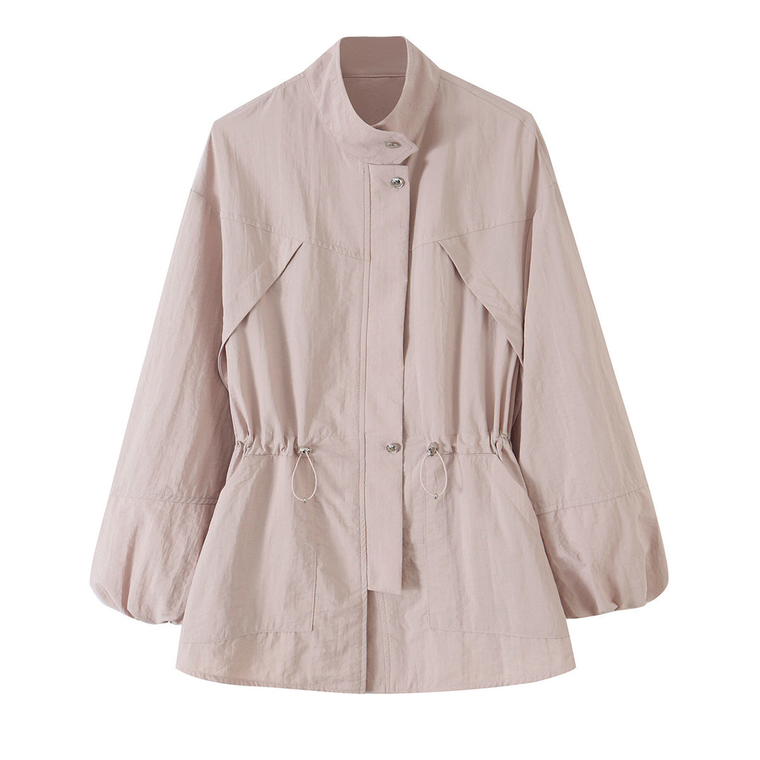 Damen Leichte wattierte Windjacke mit Stehkragen und Polka‑Dot‑Print Drune