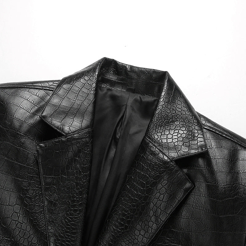Herren Modische Kunstlederjacke mit eleganter Schnittführung Drune